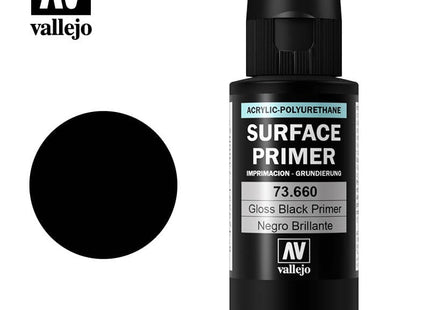Gamers Guild AZ Vallejo Vallejo: Surface Primer 73.660 Gloss Black Primer 60ml HobbyTyme