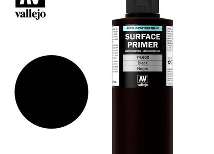 Gamers Guild AZ Vallejo Vallejo: Surface Primer 74.602 Black 200ml HobbyTyme