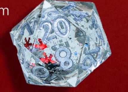 Gamers Guild AZ Wizards of the Coast D20 Snowglobe Sharp-Edge: Silver Ink, Silver Glitter, Green Red And Silver Snowflakes GTS