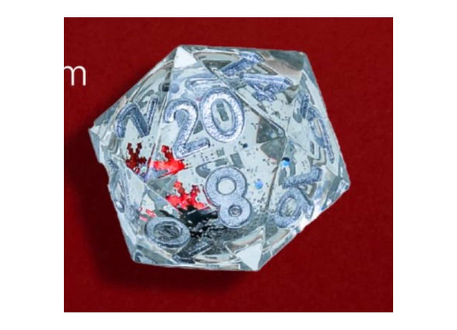 Gamers Guild AZ Wizards of the Coast D20 Snowglobe Sharp-Edge: Silver Ink, Silver Glitter, Green Red And Silver Snowflakes GTS