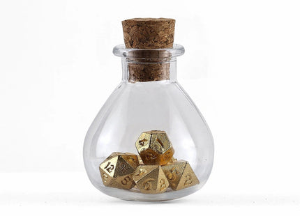 Gamers Guild AZ HYMGHO HYMGHO Dice: HY00404  - Unseelie Mini Metal RPG Dice Set - Gold HYMGHO