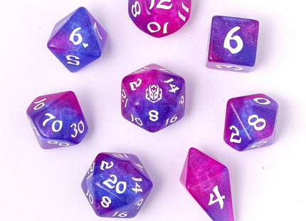 Gamers Guild AZ HYMGHO HYMGHO Dice: HY02008 Wyrmforged Rollers - Rounded Edge 8 Piece Polyhedral Dice set - Fairy Farts HYMGHO