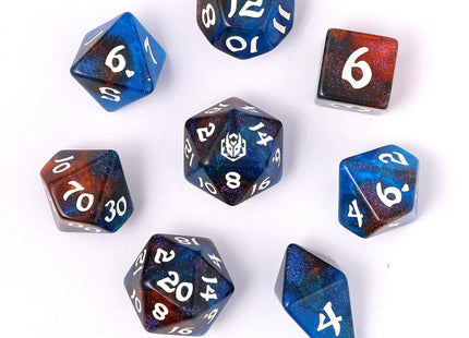 Gamers Guild AZ HYMGHO HYMGHO Dice: HY02009 Wyrmforged Rollers - Rounded Edge 8 Piece Polyhedral Dice set - Mystic Nebula HYMGHO