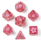 Gamers Guild AZ HYMGHO HYMGHO Dice: HY00324  - Wyrmforged Rollers Sakura Blossom RPG Dice Set - Pink Ink HYMGHO